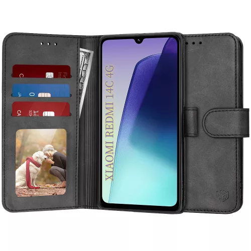 Techsuit - Diary Book kinyitható tok - Xiaomi Redmi 14C / Poco C75 - Fekete