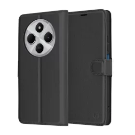   Techsuit - Leather Folio kinyitható tok - Xiaomi Redmi 14C / Poco C75 - Fekete