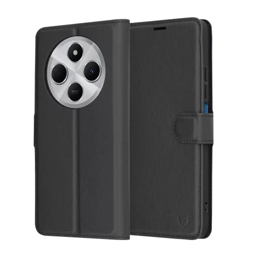 Techsuit - Leather Folio kinyitható tok - Xiaomi Redmi 14C / Poco C75 - Fekete