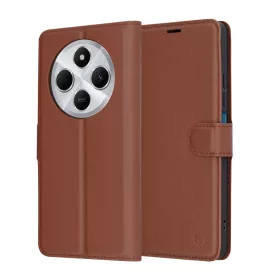   Techsuit - Leather Folio kinyitható tok - Xiaomi Redmi 14C / Poco C75 - Barna