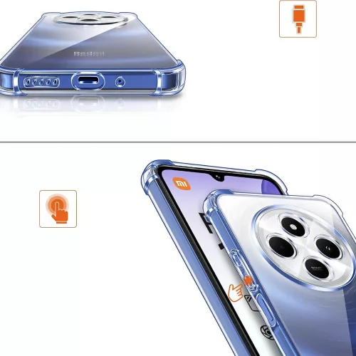 Techsuit - Shockproof Átlátszó Ütésálló Szilikon tok - Xiaomi Redmi 14C / Poco C75 - Átlátszó