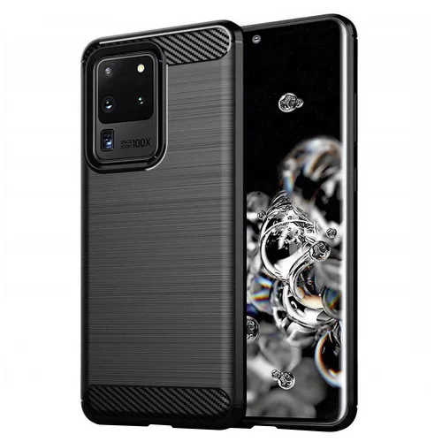 Techsuit - Carbon szilikon tok - Samsung Galaxy S20 Ultra 4G / S20 Ultra 5G - Fekete