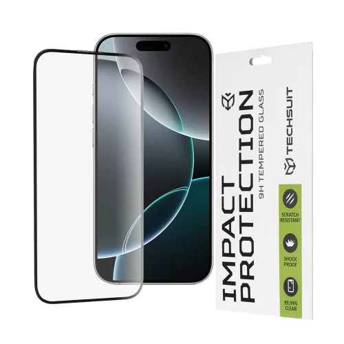 Techsuit - 111D Full Cover / Full Glue üvegfólia - iPhone 16 Pro - Fekete széllel