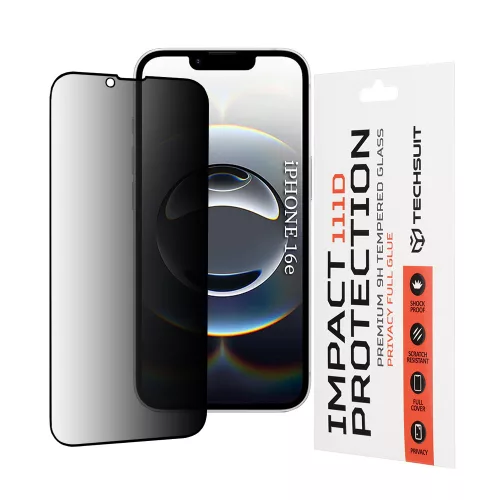 Techsuit - 111D Privacy betekintésgátló üvegfólia - iPhone 16 Pro - Fekete