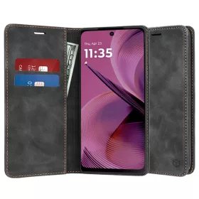   Techsuit - Confy Cover kinyitható tok - Motorola Moto G55 - Fekete