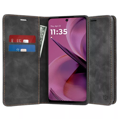Techsuit - Confy Cover kinyitható tok - Motorola Moto G55 - Fekete