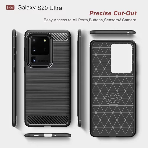 Techsuit - Carbon szilikon tok - Samsung Galaxy S20 Ultra 4G / S20 Ultra 5G - Fekete
