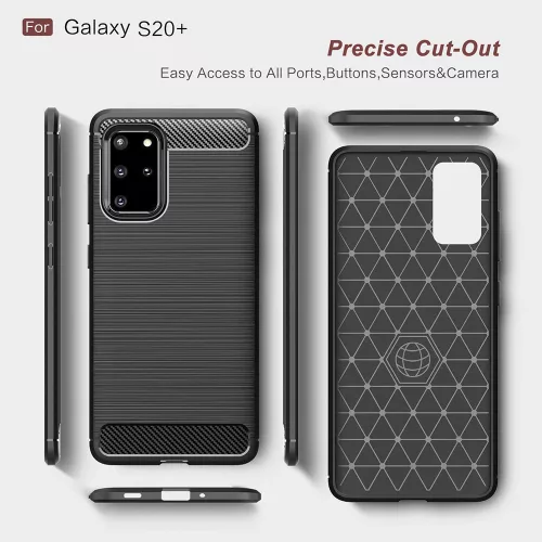 Techsuit - Carbon szilikon tok - Samsung Galaxy S20 Plus 4G / S20 Plus 5G - Fekete