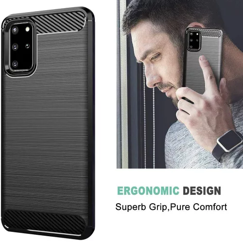 Techsuit - Carbon szilikon tok - Samsung Galaxy S20 Plus 4G / S20 Plus 5G - Fekete