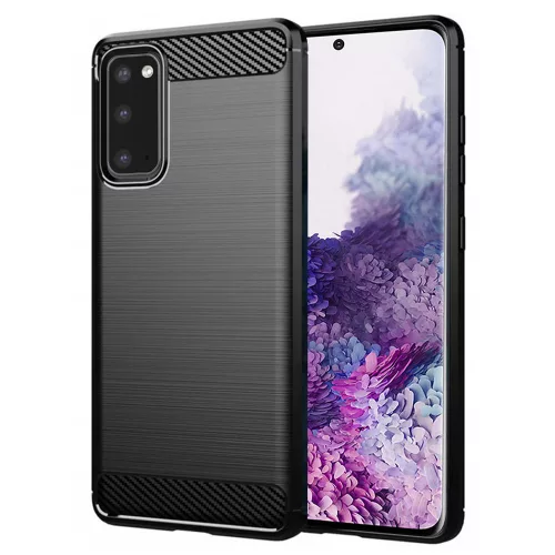 Techsuit - Carbon szilikon tok - Samsung Galaxy S20 4G / S20 5G - Fekete