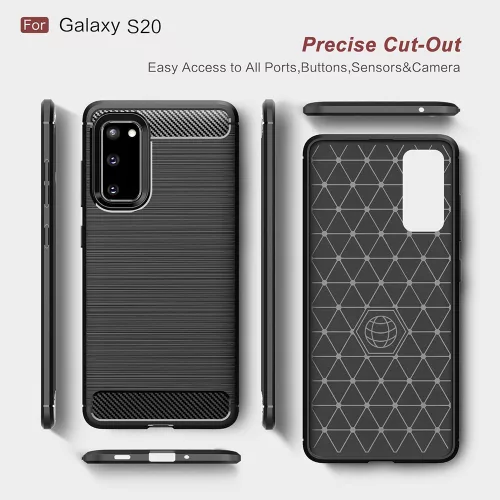 Techsuit - Carbon szilikon tok - Samsung Galaxy S20 4G / S20 5G - Fekete