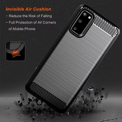 Techsuit - Carbon szilikon tok - Samsung Galaxy S20 4G / S20 5G - Fekete