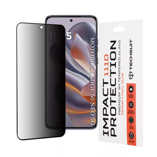 Techsuit - 111D Privacy betekintésgátló üvegfólia - Motorola Edge 50 Neo / Edge 60 Neo / Motorola ThinkPhone 25 - Fekete