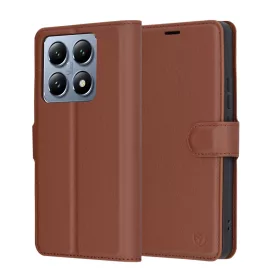   Techsuit - Leather Folio kinyitható tok - Xiaomi 14T Pro - Barna