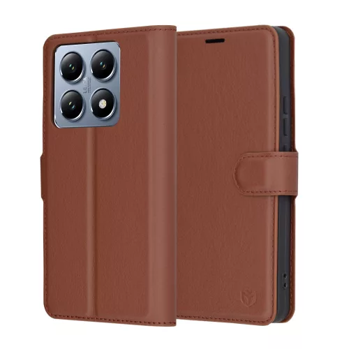 Techsuit - Leather Folio kinyitható tok - Xiaomi 14T Pro - Barna