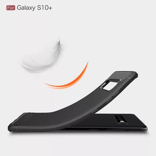 Techsuit - Carbon szilikon tok - Samsung Galaxy S10 Plus - Fekete