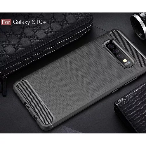 Techsuit - Carbon szilikon tok - Samsung Galaxy S10 Plus - Fekete