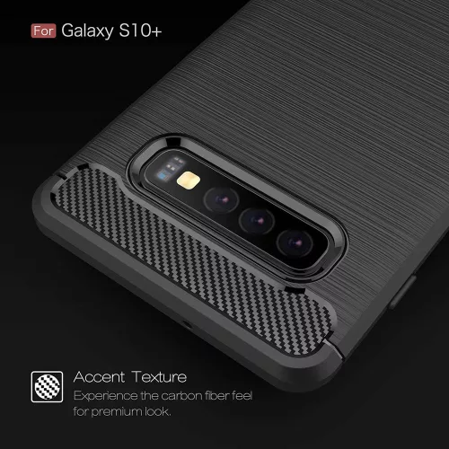 Techsuit - Carbon szilikon tok - Samsung Galaxy S10 Plus - Fekete