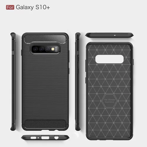 Techsuit - Carbon szilikon tok - Samsung Galaxy S10 Plus - Fekete
