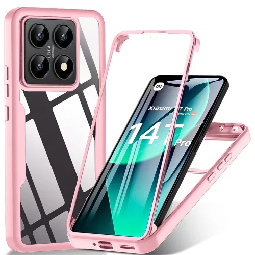 Techsuit - ColorVerse 360 tok kijelzővédővel - Xiaomi 14T Pro - Rózsaszín