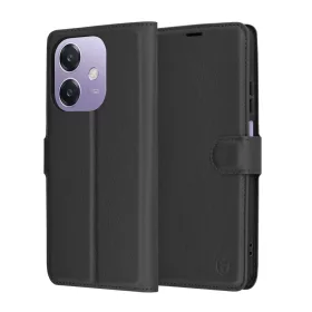   Techsuit - Leather Folio kinyitható tok - Oppo A40 4G / A60 5G - Fekete