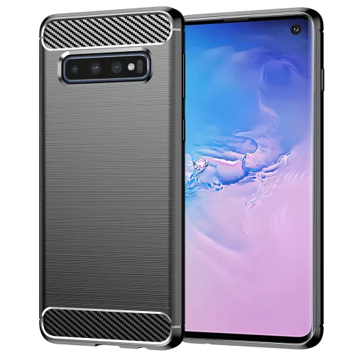 Techsuit - Carbon szilikon tok - Samsung Galaxy S10 - Fekete