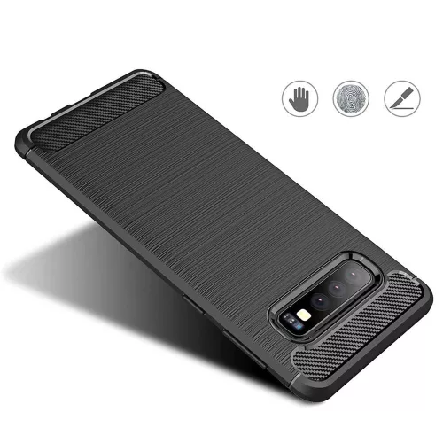 Techsuit - Carbon szilikon tok - Samsung Galaxy S10 - Fekete