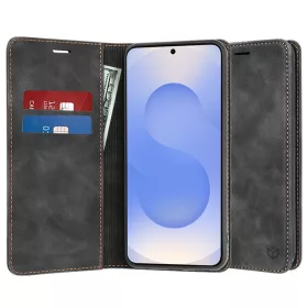   Techsuit - Confy Cover kinyitható tok - Samsung Galaxy S25 - Fekete
