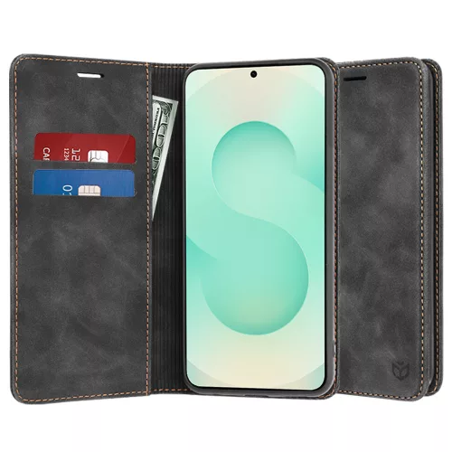 Techsuit - Confy Cover kinyitható tok - Samsung Galaxy S25 Plus - Fekete