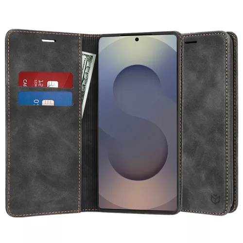 Techsuit - Confy Cover kinyitható tok - Samsung Galaxy S25 Ultra - Fekete