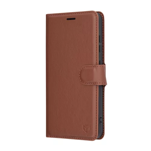 Techsuit - Leather Folio kinyitható tok - Samsung Galaxy S25 - Barna