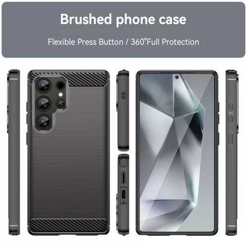 Techsuit - Carbon szilikon tok - Samsung Galaxy S25 Ultra - Fekete