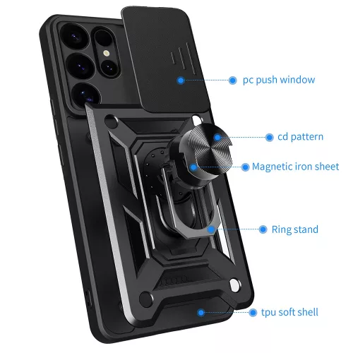 Techsuit - CamShield ütésálló tok - Samsung Galaxy S25 Ultra - Fekete