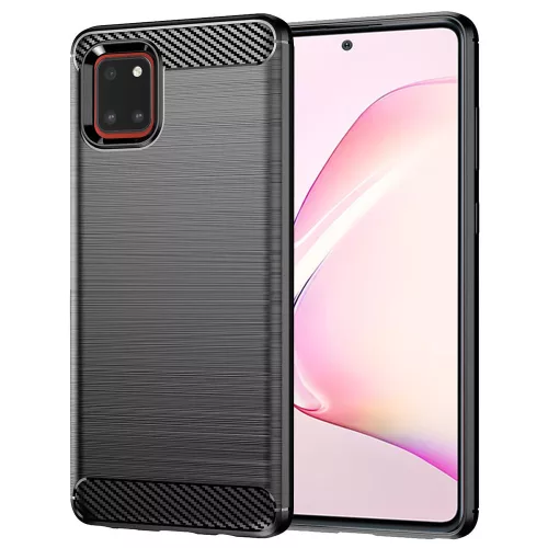 Techsuit - Carbon szilikon tok - Samsung Galaxy Note 10 Lite - Fekete