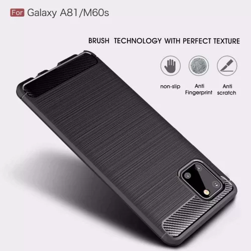 Techsuit - Carbon szilikon tok - Samsung Galaxy Note 10 Lite - Fekete
