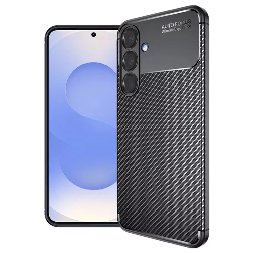 Techsuit - CarbonFiber szilikon tok - Samsung Galaxy S25 - Fekete