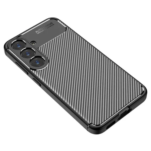 Techsuit - CarbonFiber szilikon tok - Samsung Galaxy S25 - Fekete