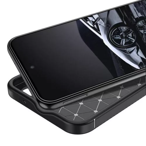 Techsuit - CarbonFiber szilikon tok - Samsung Galaxy S25 - Fekete