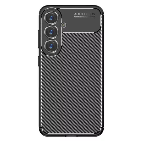 Techsuit - CarbonFiber szilikon tok - Samsung Galaxy S25 - Fekete