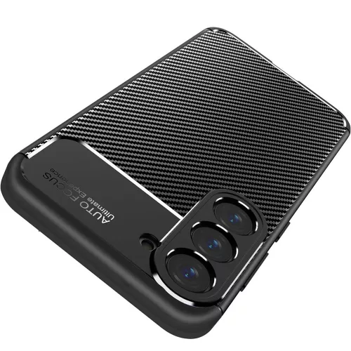 Techsuit - CarbonFiber szilikon tok - Samsung Galaxy S25 - Fekete