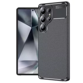   Techsuit - CarbonFiber szilikon tok - Samsung Galaxy S25 Ultra - Fekete