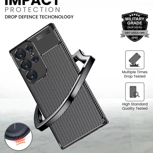 Techsuit - CarbonFiber szilikon tok - Samsung Galaxy S25 Ultra - Fekete