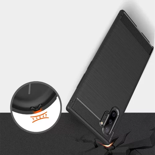 Techsuit - Carbon szilikon tok - Samsung Galaxy Note 10 Plus 4G / Note 10 Plus 5G - Fekete