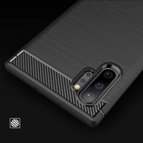 Techsuit - Carbon szilikon tok - Samsung Galaxy Note 10 Plus 4G / Note 10 Plus 5G - Fekete