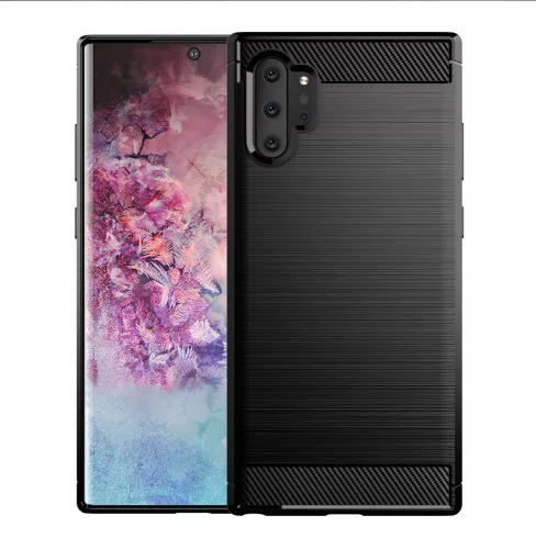 Techsuit - Carbon szilikon tok - Samsung Galaxy Note 10 Plus 4G / Note 10 Plus 5G - Fekete