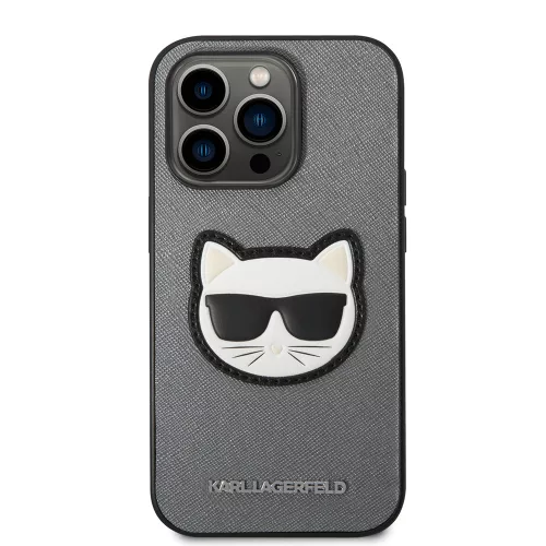 Karl Lagerfeld - Saffiano (KLHCP14LSAPCHG) - iPhone 14 Pro - Silver Choupette Head