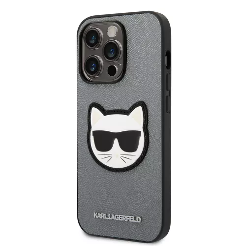 Karl Lagerfeld - Saffiano (KLHCP14LSAPCHG) - iPhone 14 Pro - Silver Choupette Head