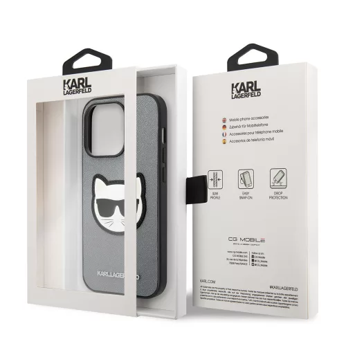 Karl Lagerfeld - Saffiano (KLHCP14LSAPCHG) - iPhone 14 Pro - Silver Choupette Head