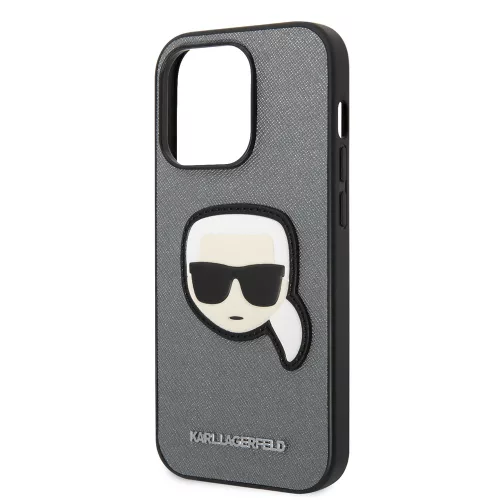 Karl Lagerfeld - Saffiano (KLHCP14LSAPKHG) - iPhone 14 Pro - Silver Karl's Head