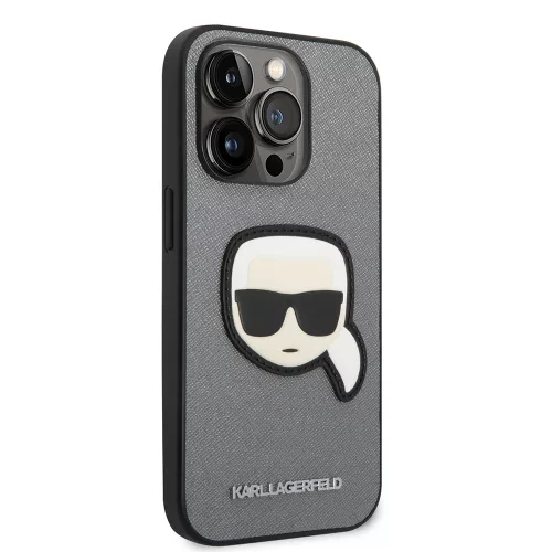 Karl Lagerfeld - Saffiano (KLHCP14LSAPKHG) - iPhone 14 Pro - Silver Karl's Head
